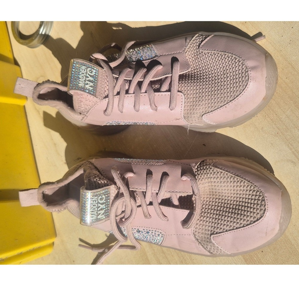 Madden NYC Pink Rhinestone Chunky Platform Sneakers Womens Size 5